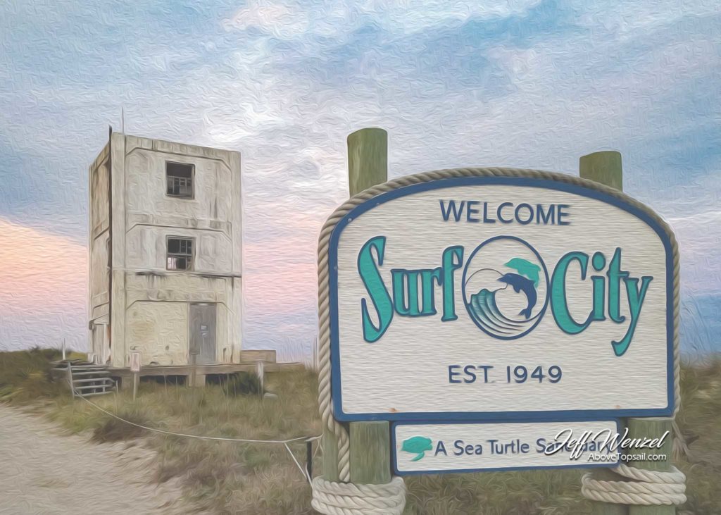 Surf City NC coastal wall art canvas print