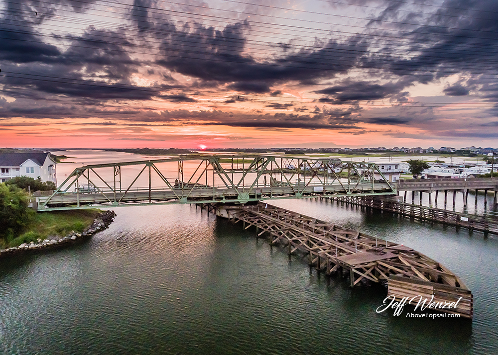 Swing Bridge Sunrise &ndash; Purple Clouds, Topsail Island NC